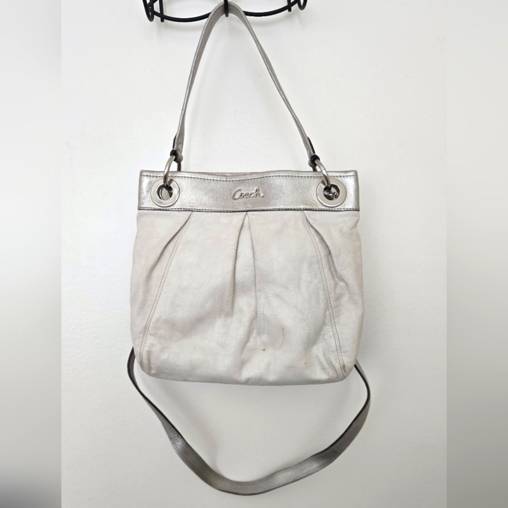 Coach Ashley Crossbody Shoulder Bag Cream Silver